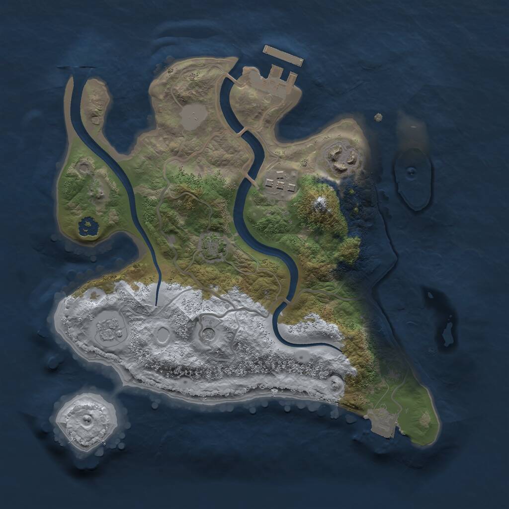 Rust Map: Procedural Map, Size: 2500, Seed: 442740494, 7 Monuments