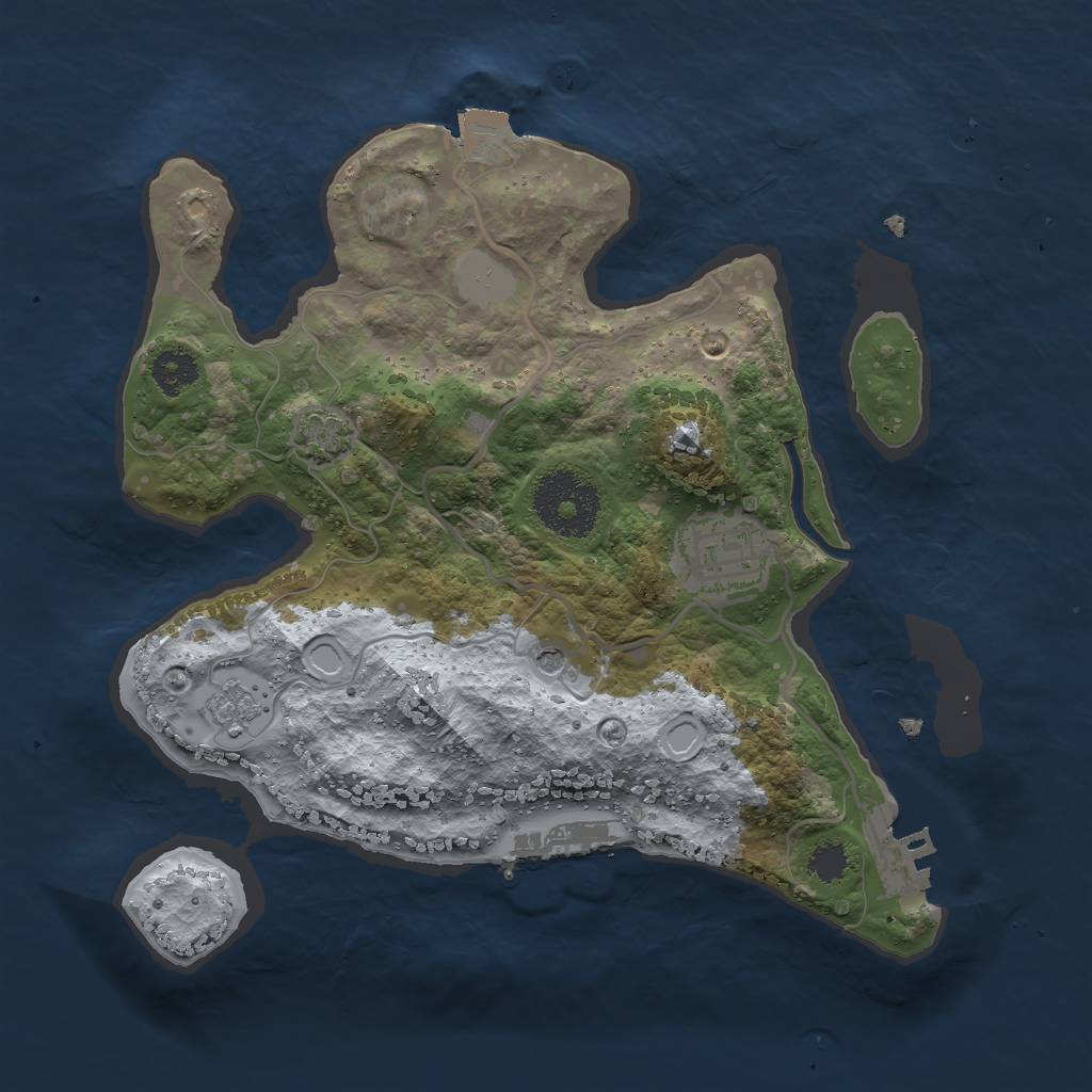 Rust Map: Procedural Map, Size: 2500, Seed: 442740494, 9 Monuments