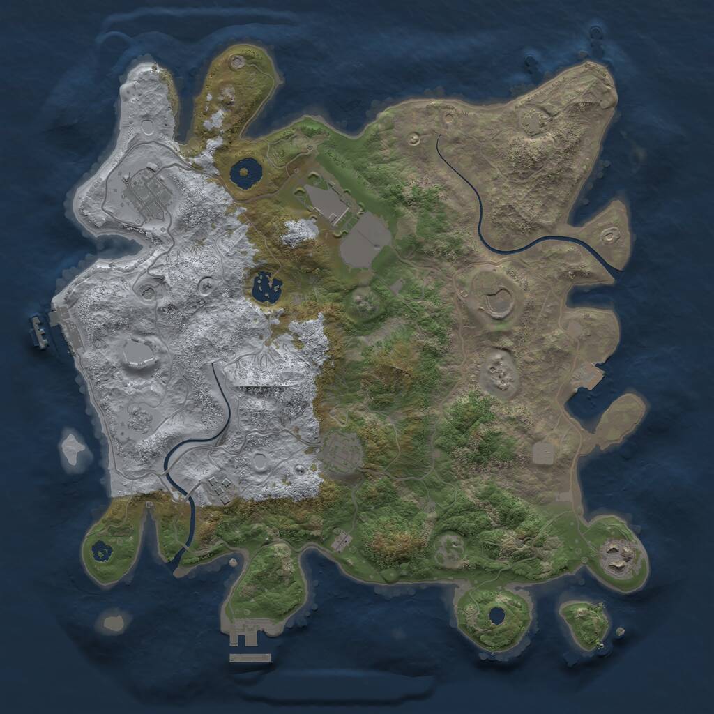 Rust Map: Procedural Map, Size: 3500, Seed: 741100699, 13 Monuments