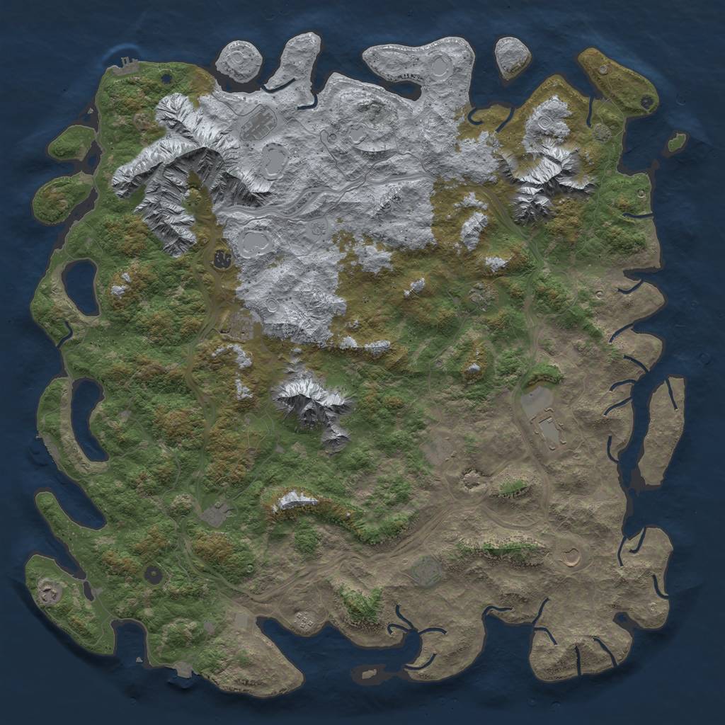 Rust Map: Procedural Map, Size: 6000, Seed: 1249002107, 19 Monuments