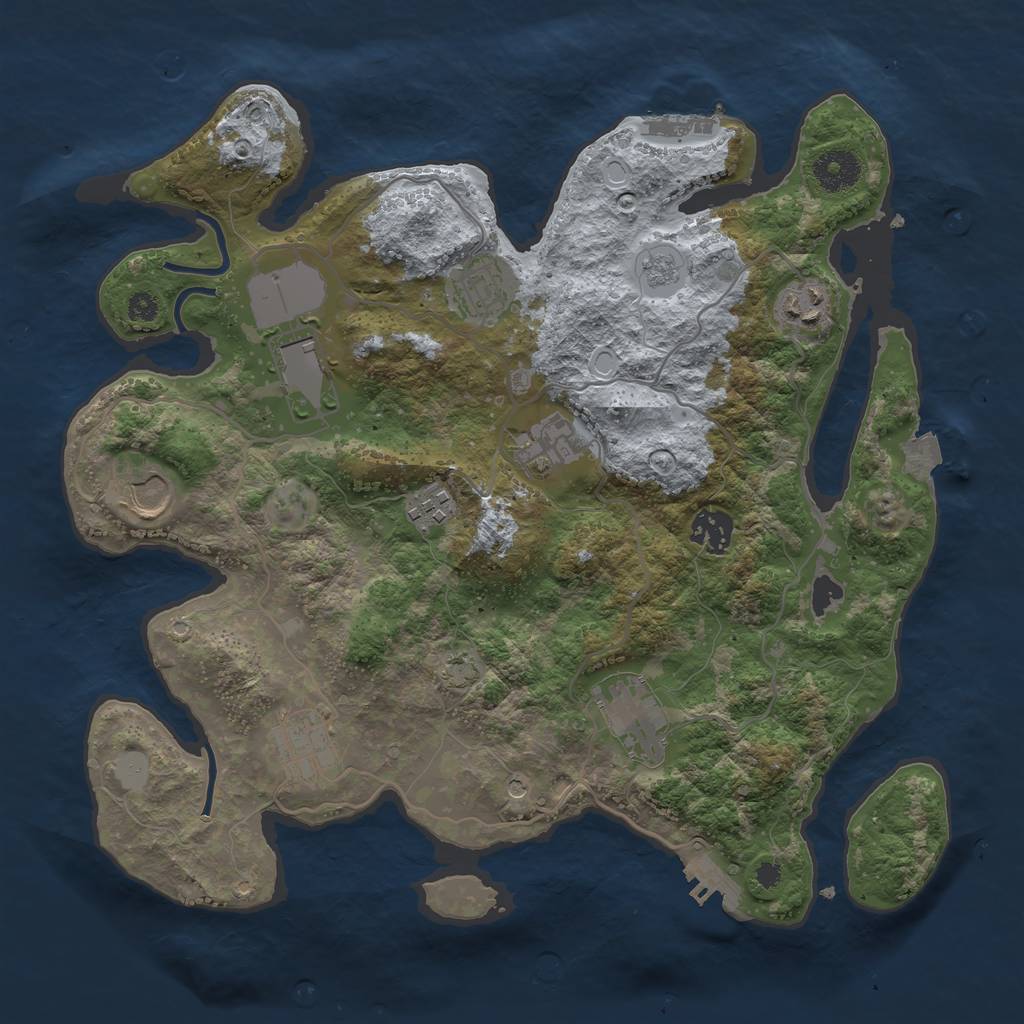 Rust Map: Procedural Map, Size: 3500, Seed: 163182102, 17 Monuments