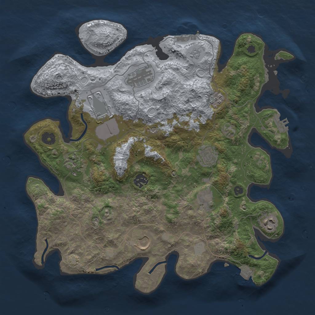 Rust Map: Procedural Map, Size: 3500, Seed: 1118233049, 17 Monuments
