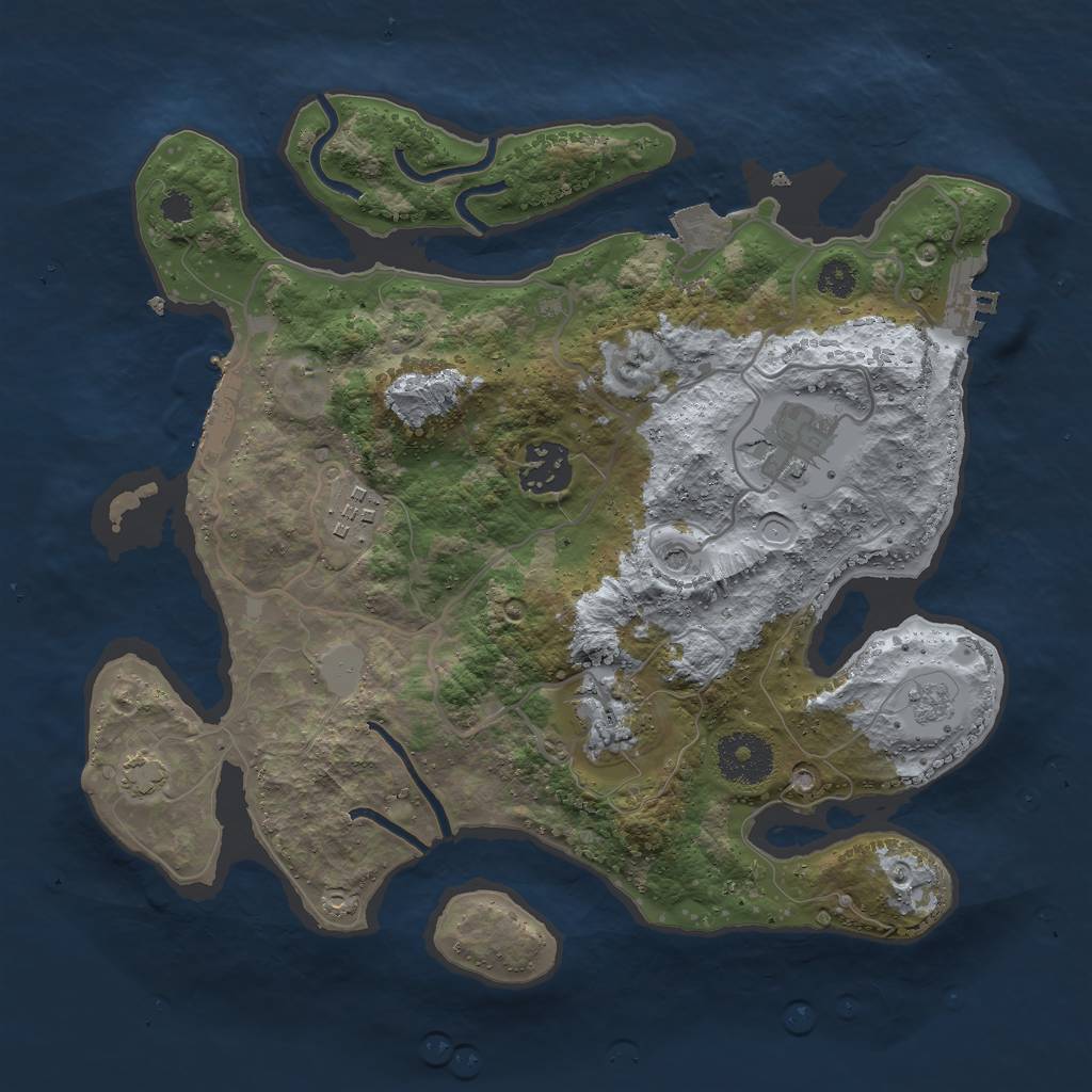 Rust Map: Procedural Map, Size: 3000, Seed: 44661, 12 Monuments