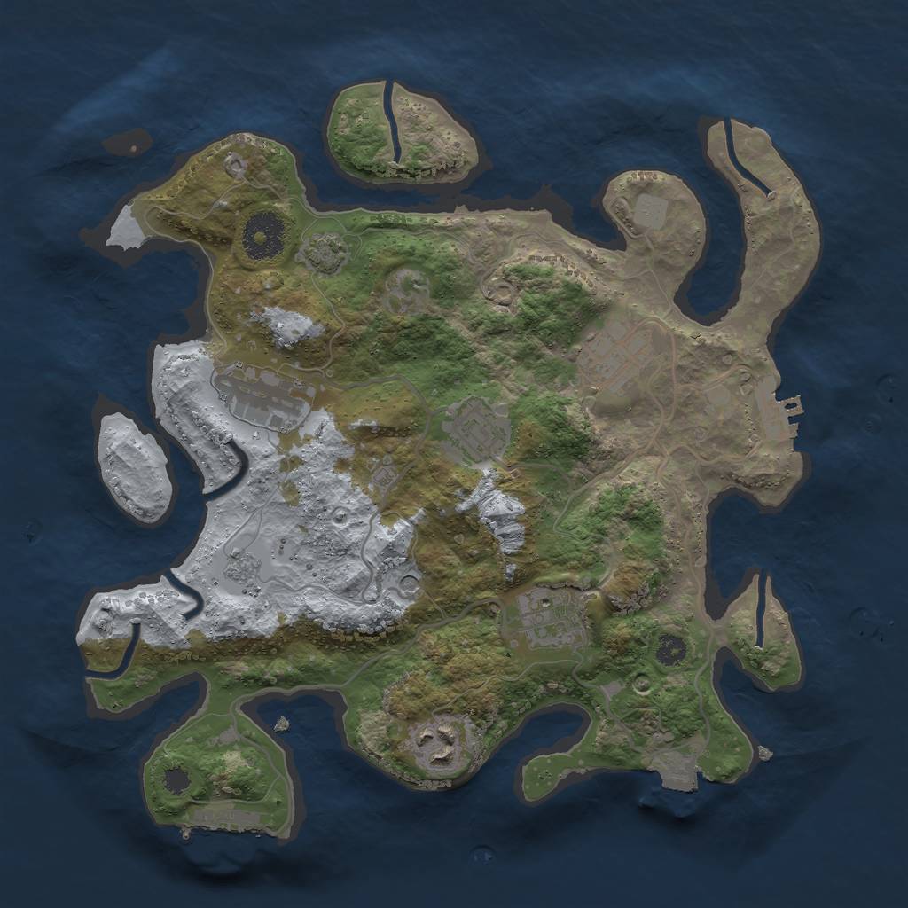 Rust Map: Procedural Map, Size: 3000, Seed: 8973457, 13 Monuments