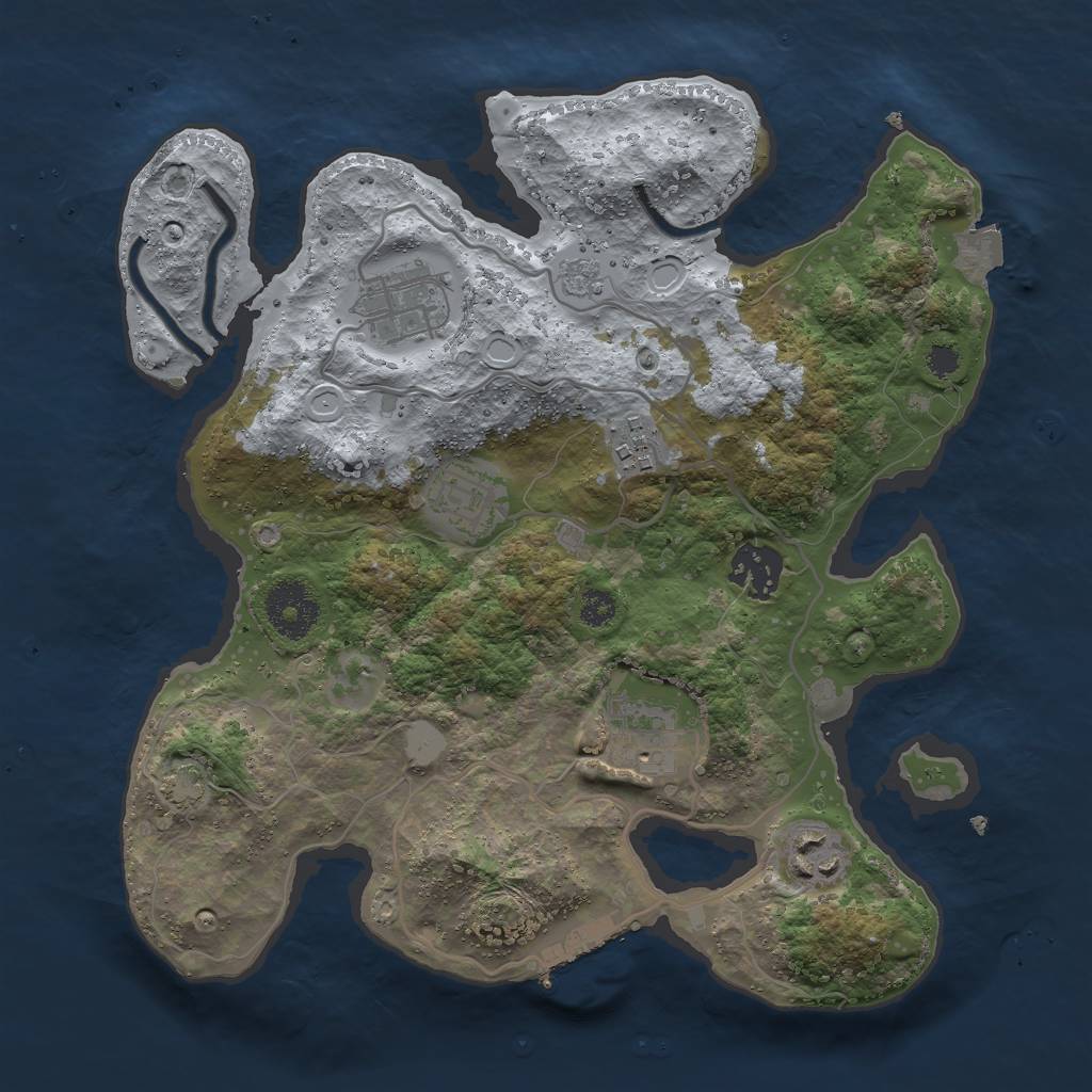 Rust Map: Procedural Map, Size: 3000, Seed: 493469379, 12 Monuments