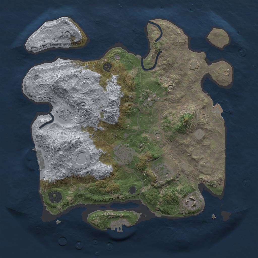 Rust Map: Procedural Map, Size: 3000, Seed: 44987, 12 Monuments
