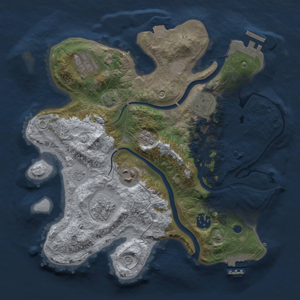 Rust Map: Procedural Map, Size: 3000, Seed: 1497056825, 12 Monuments