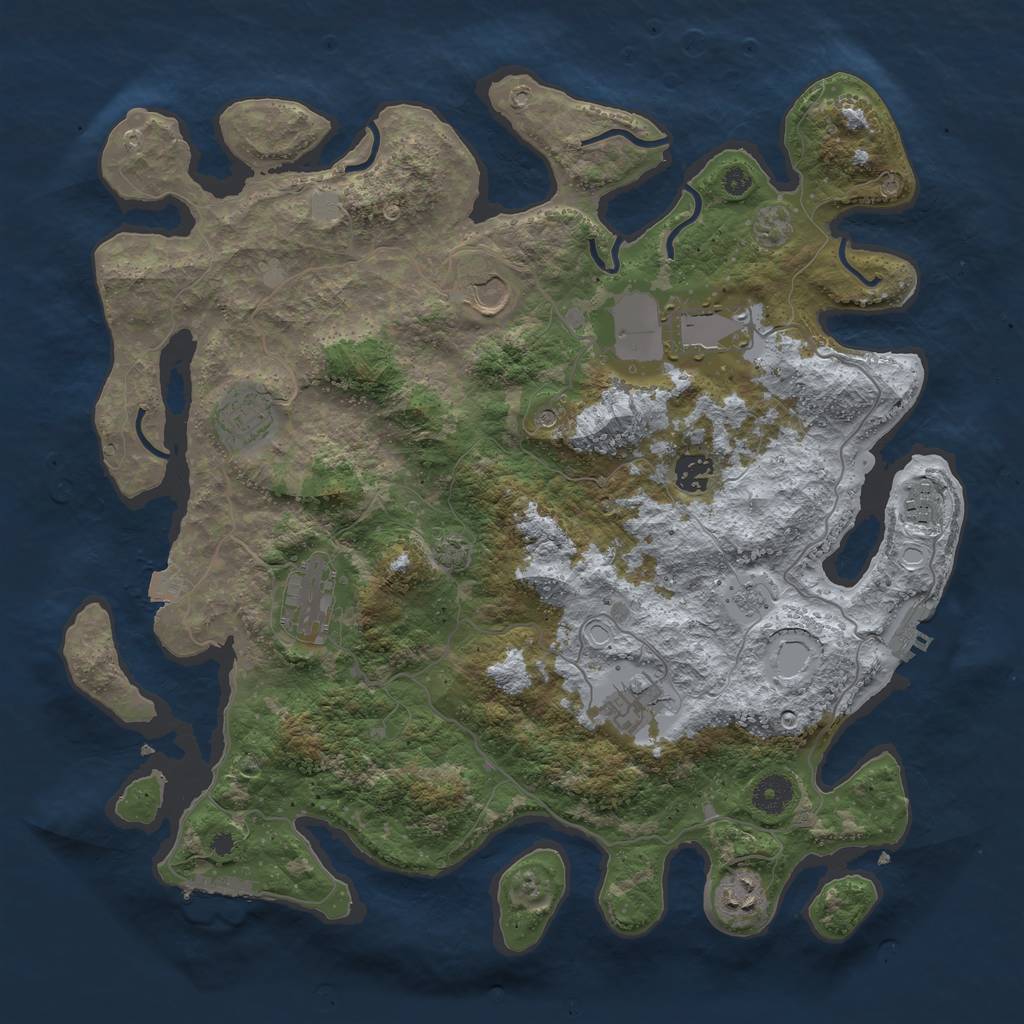 Rust Map: Procedural Map, Size: 3900, Seed: 128, 16 Monuments