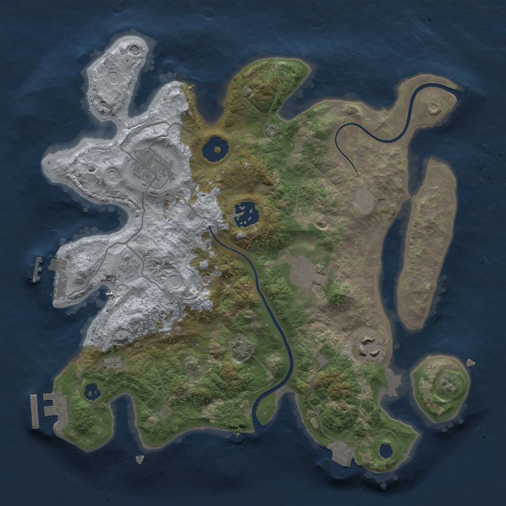 Rust Map: Procedural Map, Size: 3000, Seed: 1401741617, 10 Monuments