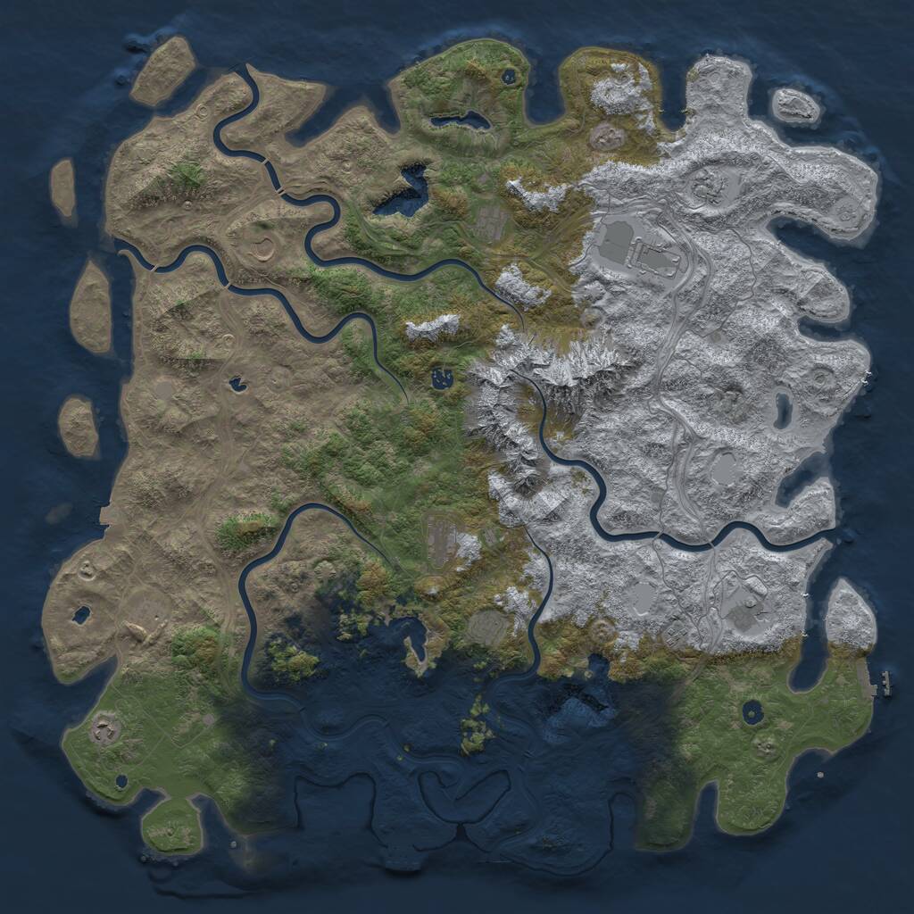 Rust Map: Procedural Map, Size: 6000, Seed: 629685696, 17 Monuments