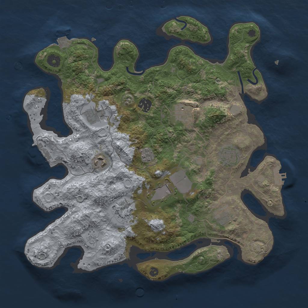 Rust Map: Procedural Map, Size: 3500, Seed: 1596959184, 16 Monuments
