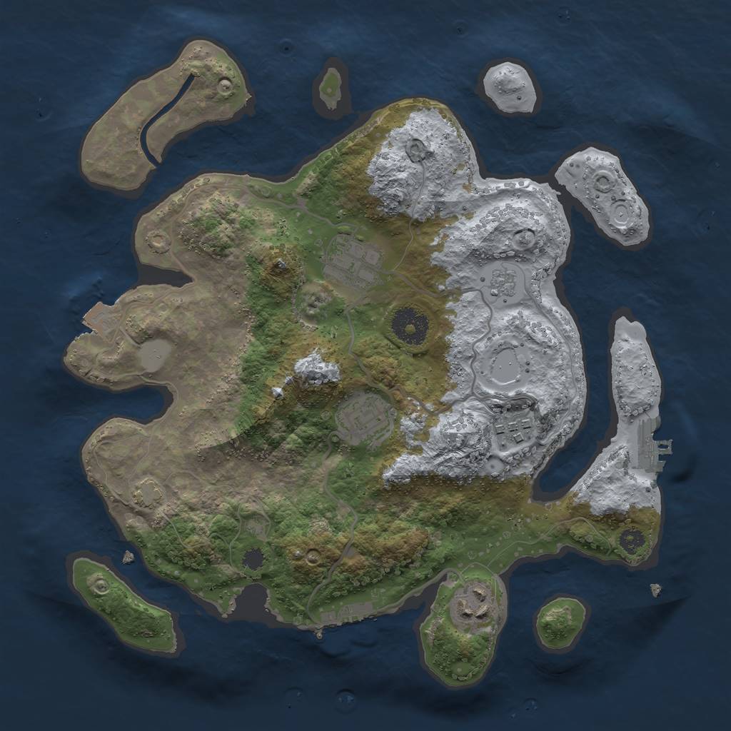 Rust Map: Procedural Map, Size: 3000, Seed: 748727389, 11 Monuments