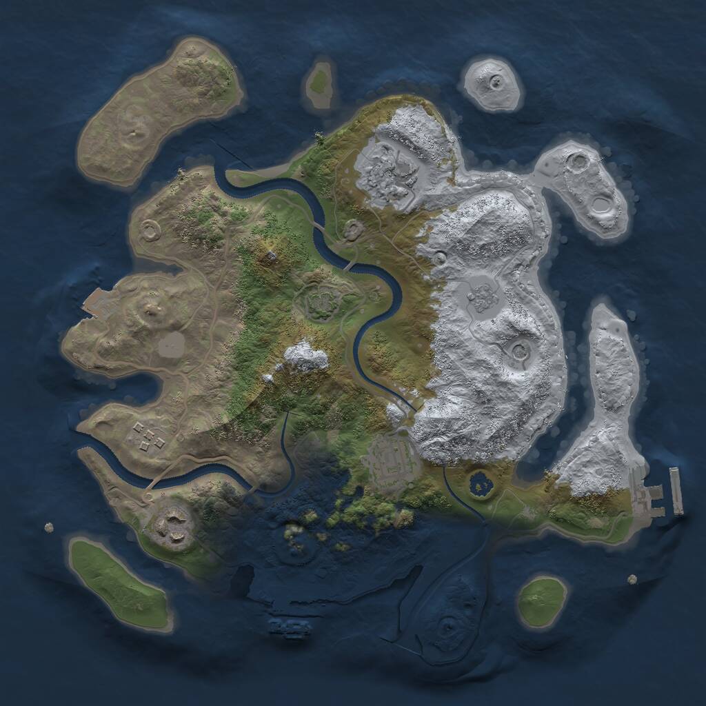 Rust Map: Procedural Map, Size: 3000, Seed: 748727389, 10 Monuments