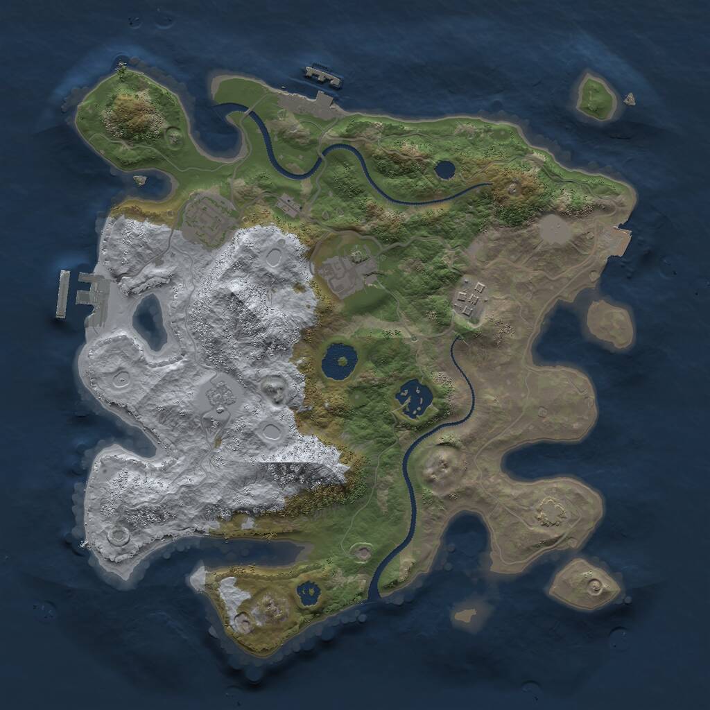 Rust Map: Procedural Map, Size: 3000, Seed: 7802317, 9 Monuments
