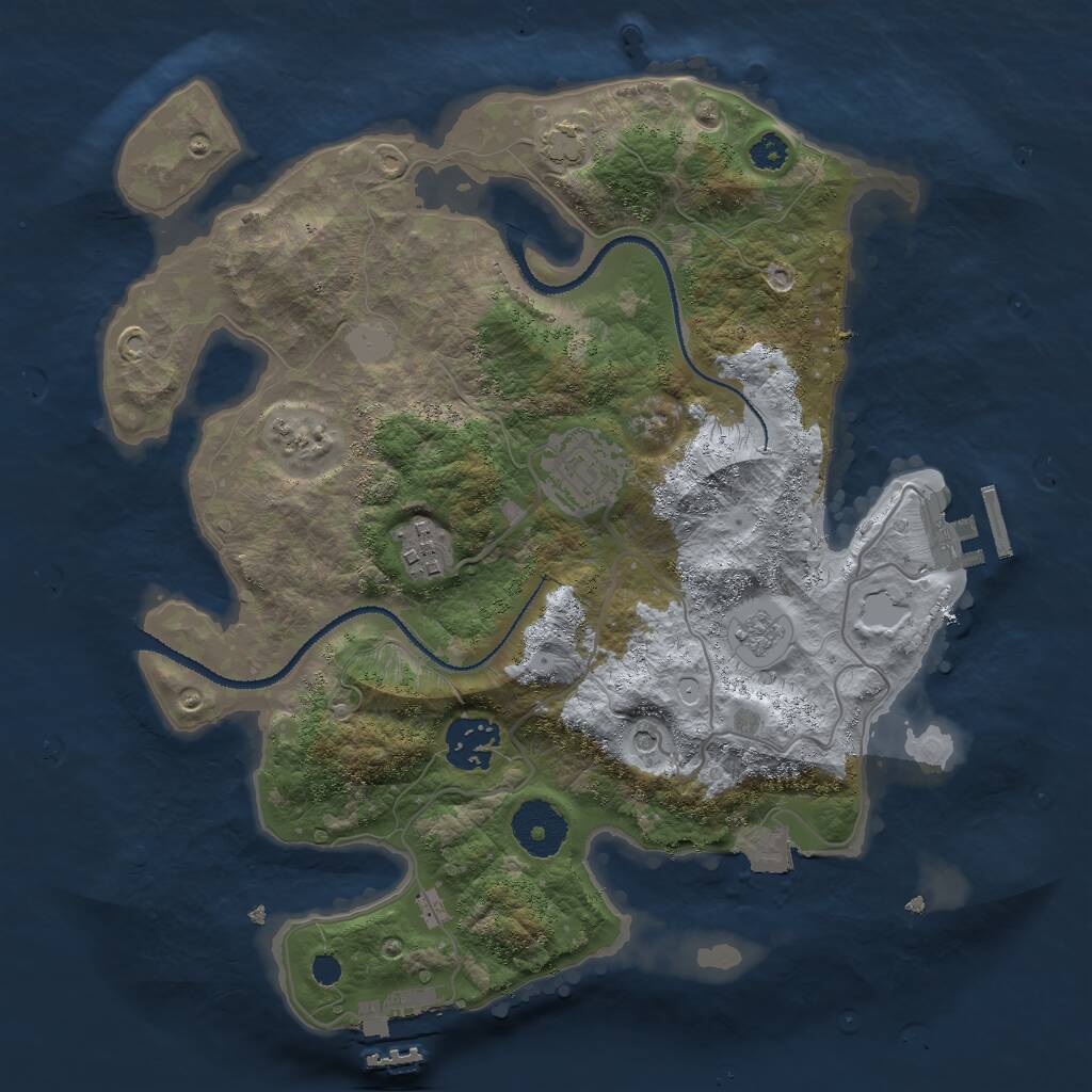 Rust Map: Procedural Map, Size: 3000, Seed: 24640, 9 Monuments