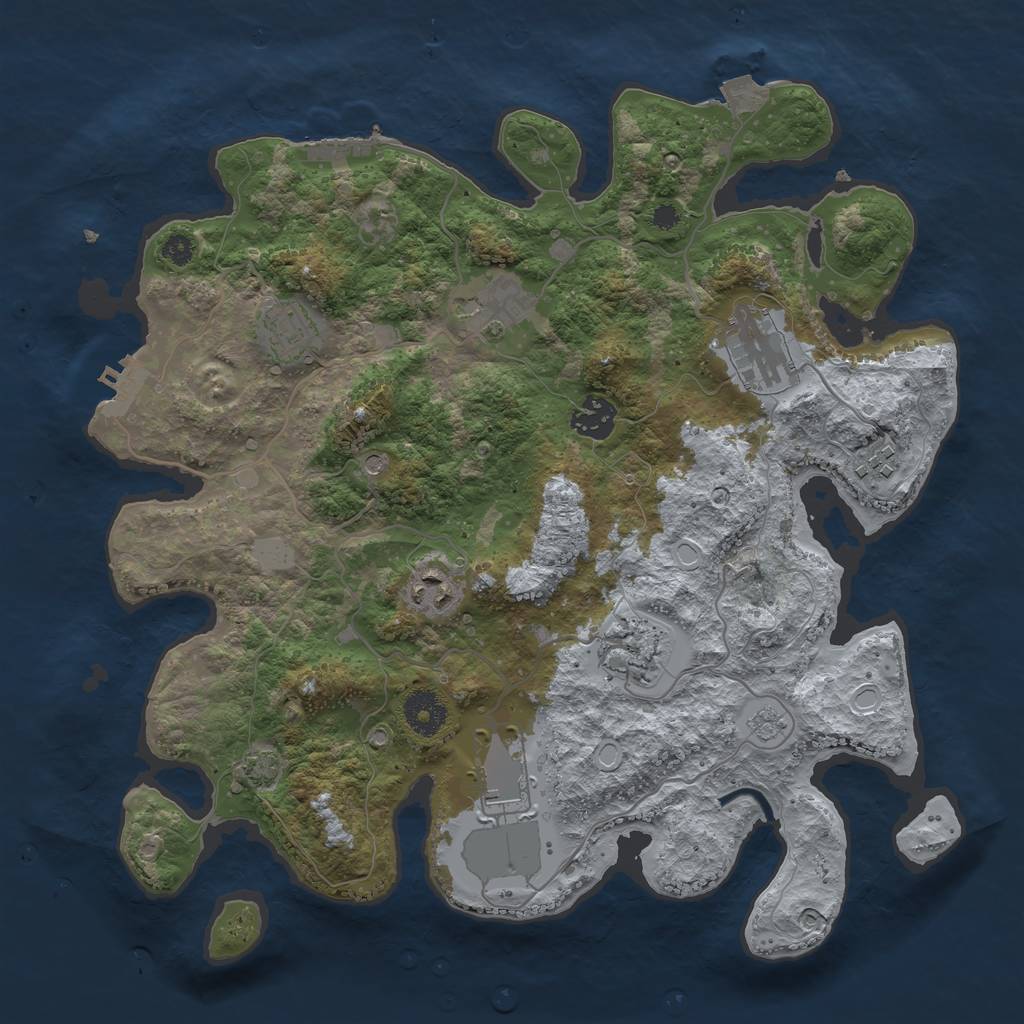 Rust Map: Procedural Map, Size: 3500, Seed: 4545689, 16 Monuments