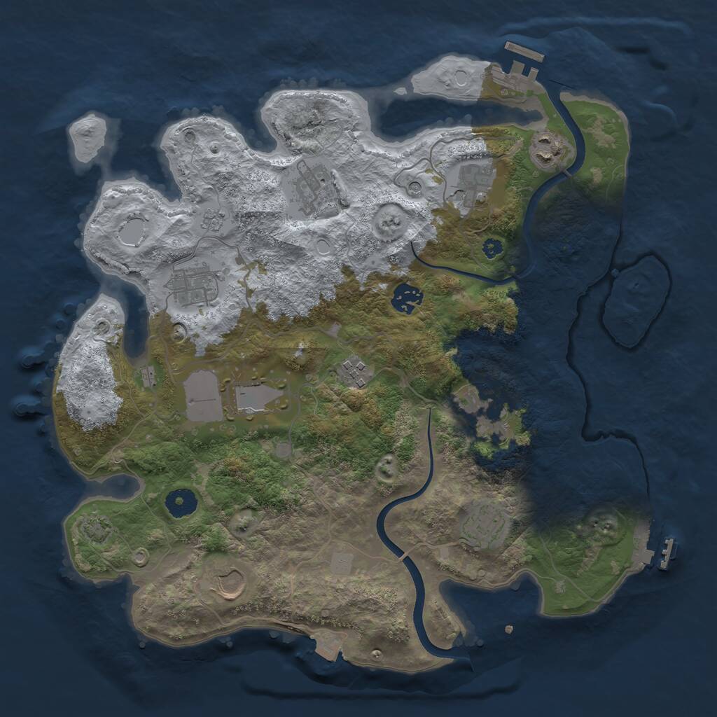 Rust Map: Procedural Map, Size: 3600, Seed: 820553257, 16 Monuments