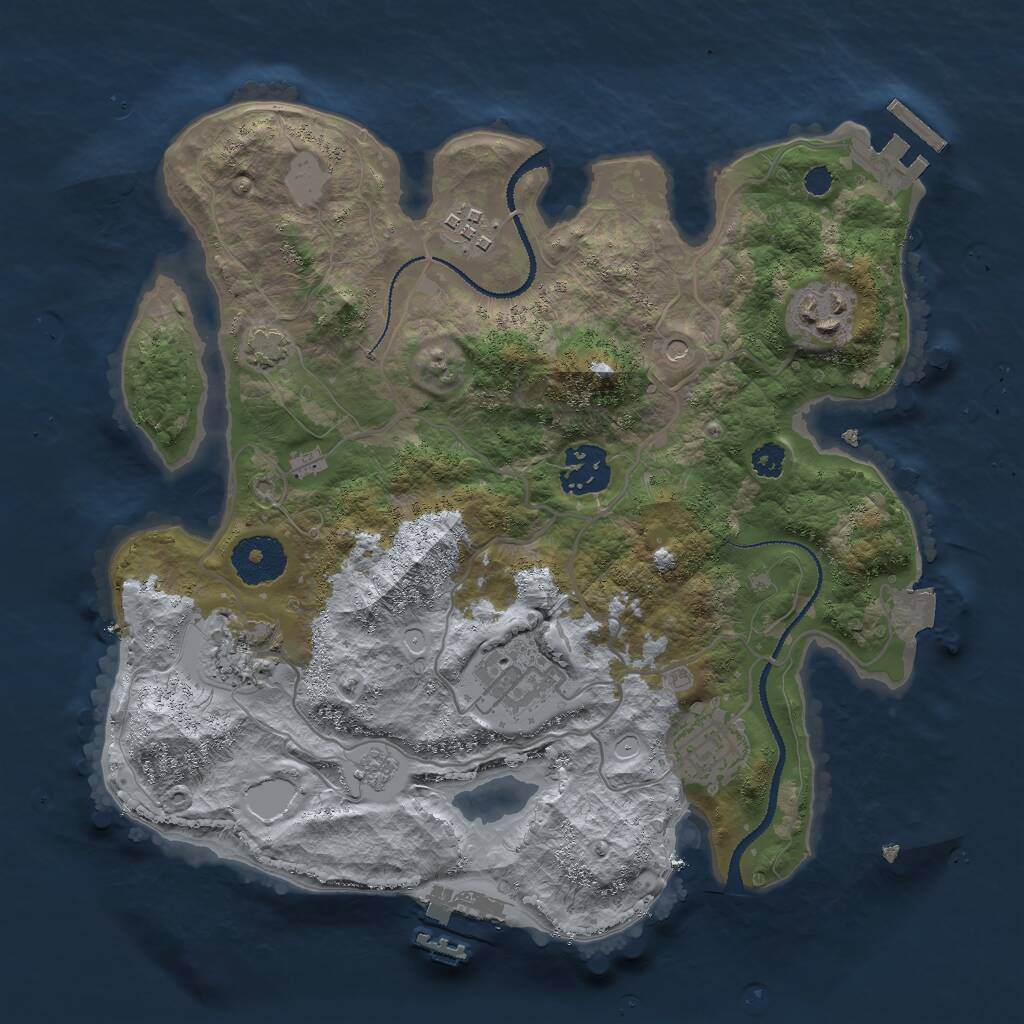 Rust Map: Procedural Map, Size: 3000, Seed: 15988, 12 Monuments