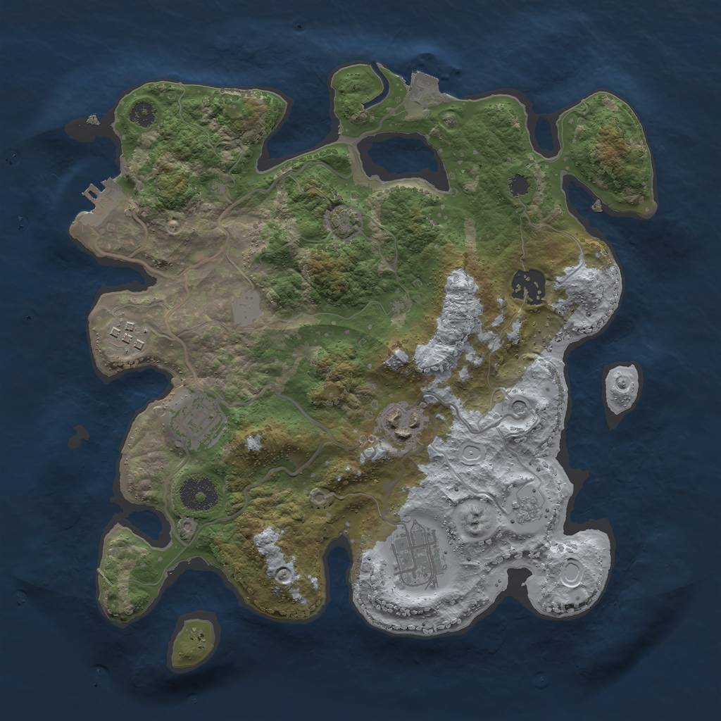 Rust Map: Procedural Map, Size: 3000, Seed: 4545689, 12 Monuments