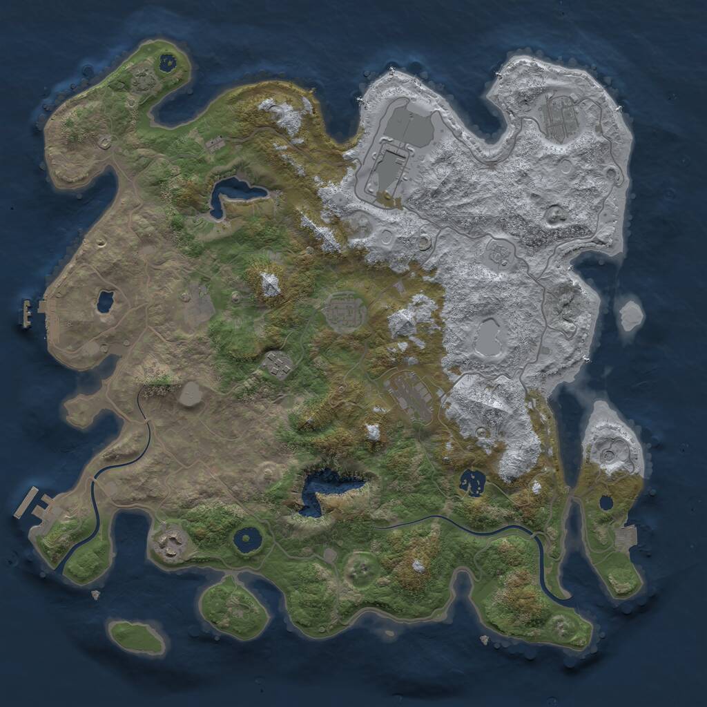 Rust Map: Procedural Map, Size: 4000, Seed: 293622685, 14 Monuments