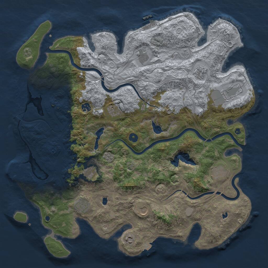 Rust Map: Procedural Map, Size: 4500, Seed: 987014095, 17 Monuments