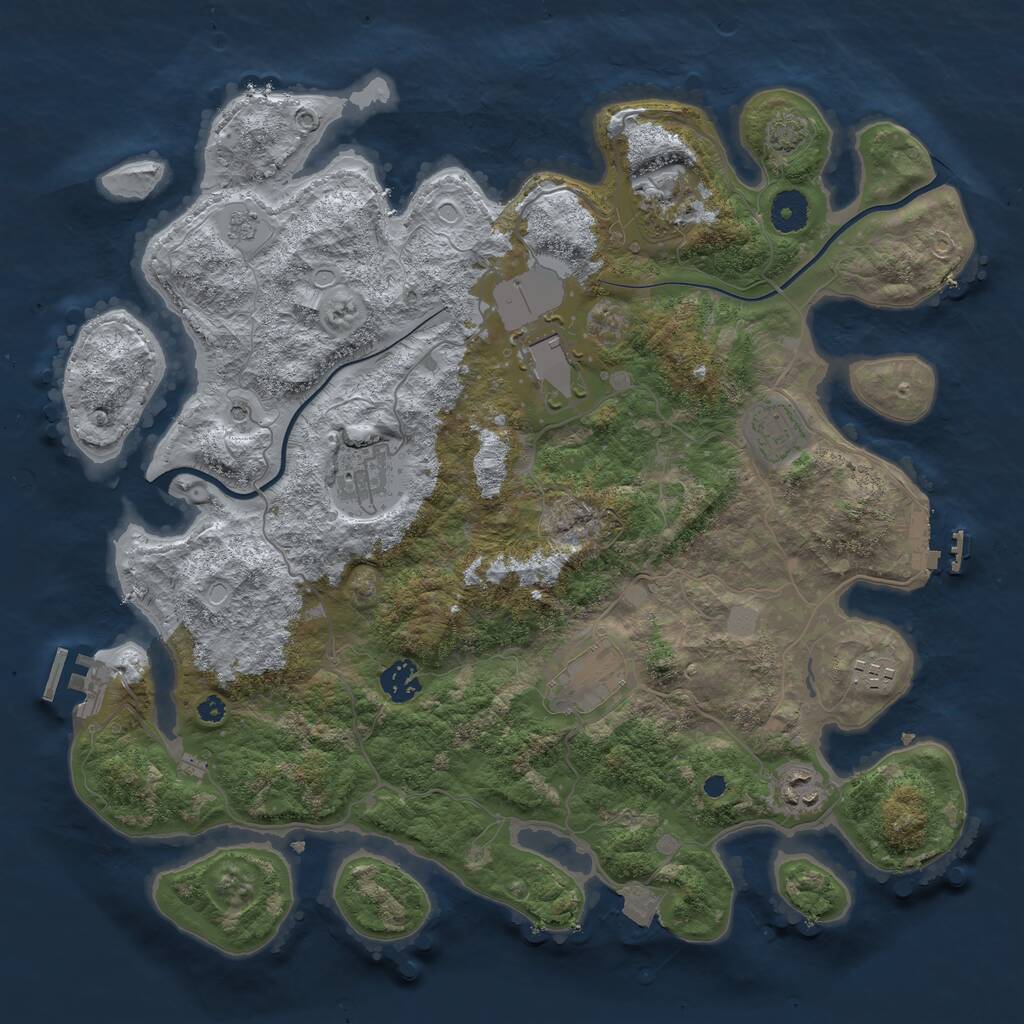 Rust Map: Procedural Map, Size: 3800, Seed: 1903222148, 14 Monuments