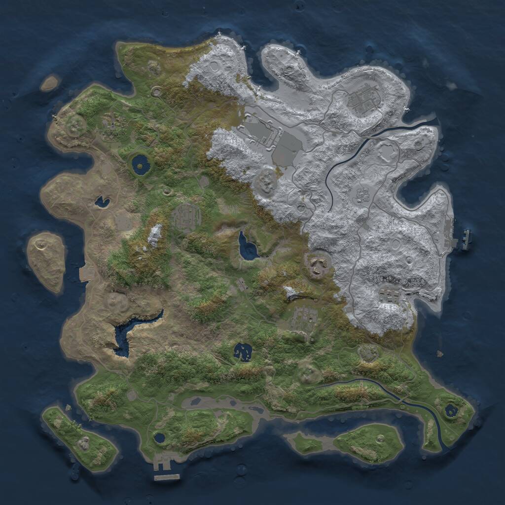 Rust Map: Procedural Map, Size: 4000, Seed: 83557336, 14 Monuments