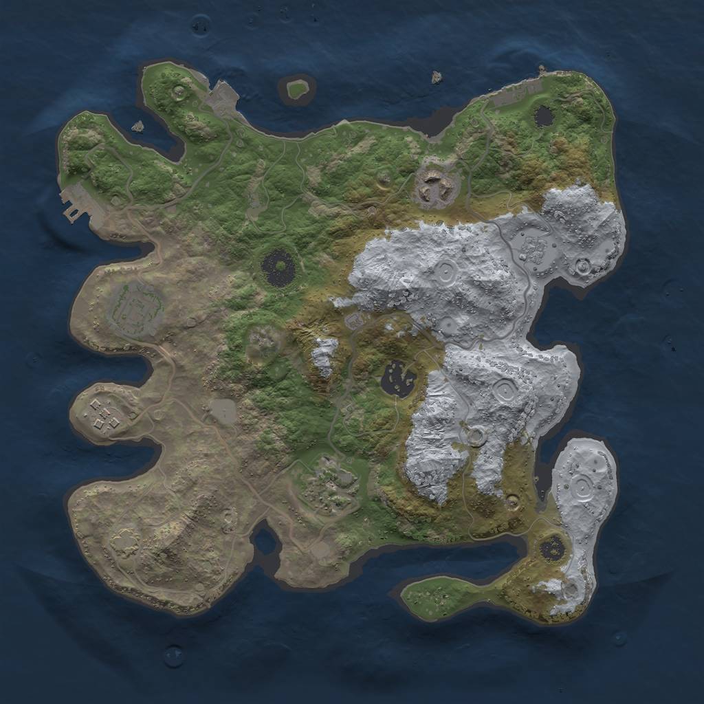 Rust Map: Procedural Map, Size: 3000, Seed: 1109308297, 12 Monuments