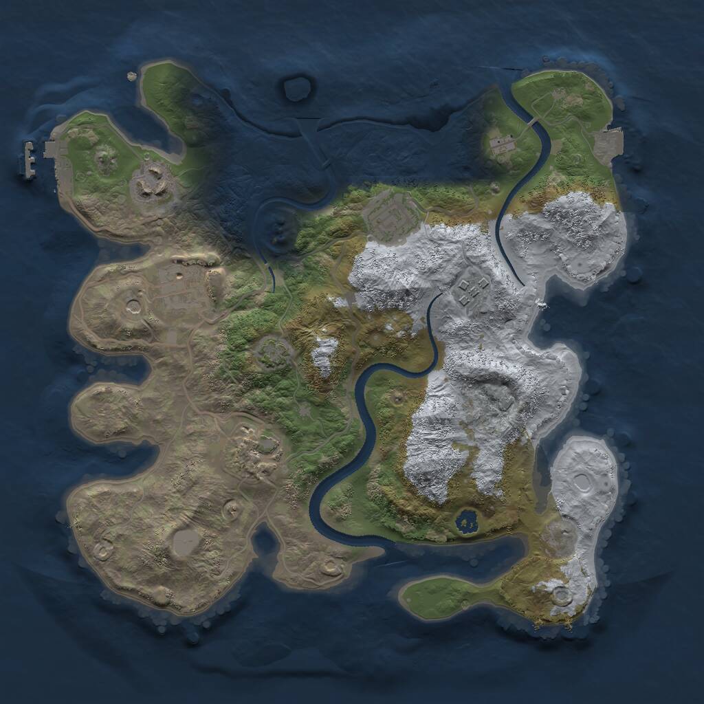 Rust Map: Procedural Map, Size: 3000, Seed: 1109308297, 9 Monuments
