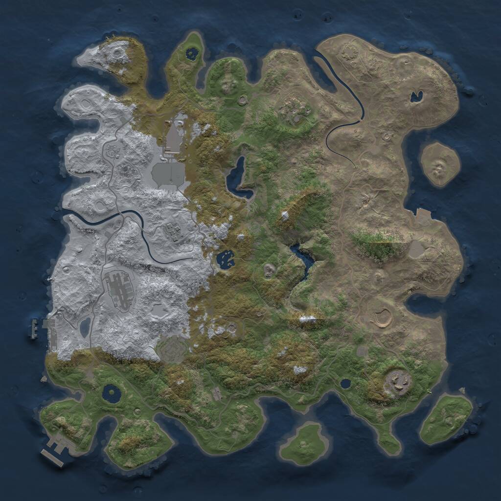 Rust Map: Procedural Map, Size: 4000, Seed: 953485642, 14 Monuments