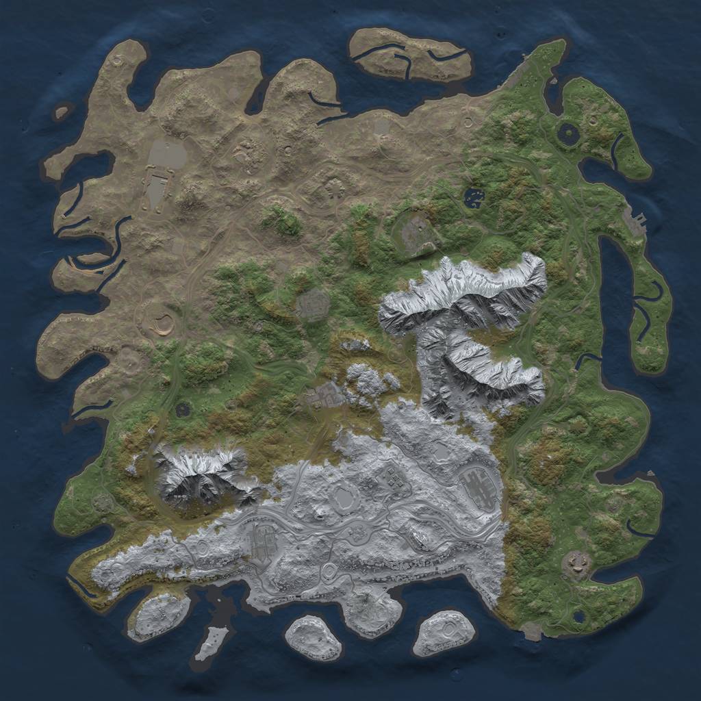 Rust Map: Procedural Map, Size: 5000, Seed: 1491664907, 19 Monuments