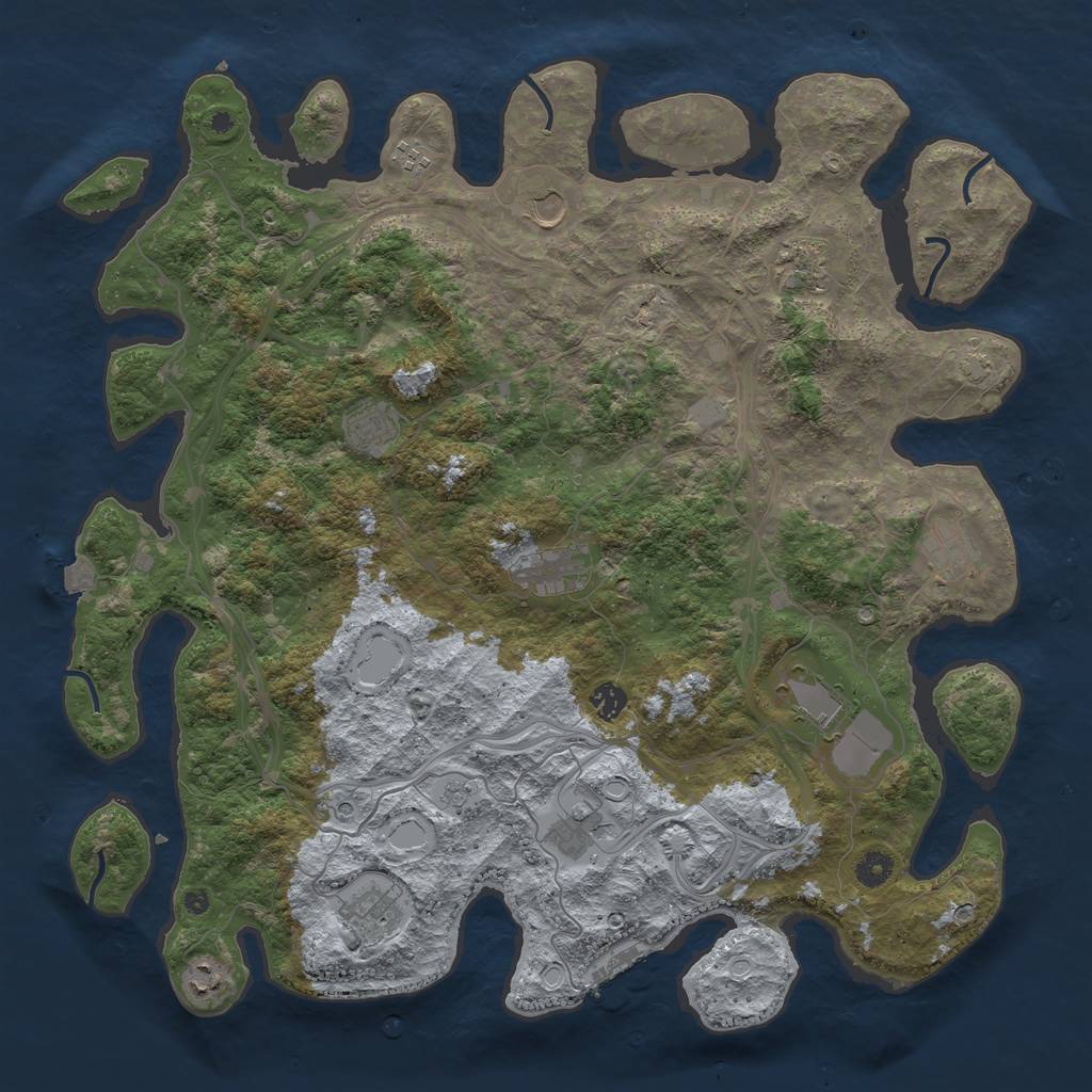 Rust Map: Procedural Map, Size: 4500, Seed: 127000, 18 Monuments