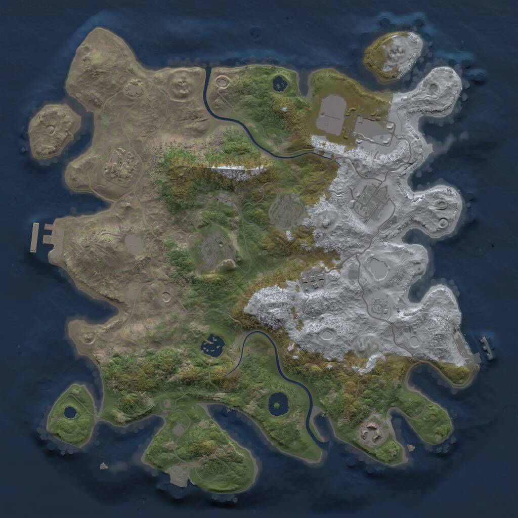 Rust Map: Procedural Map, Size: 3500, Seed: 1462978091, 14 Monuments
