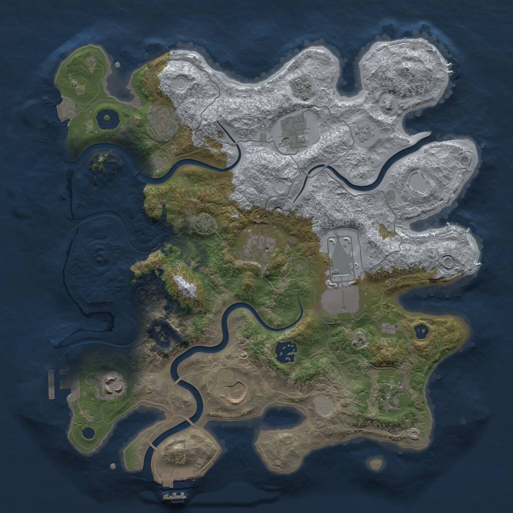 Rust Map: Procedural Map, Size: 3500, Seed: 130682043, 15 Monuments