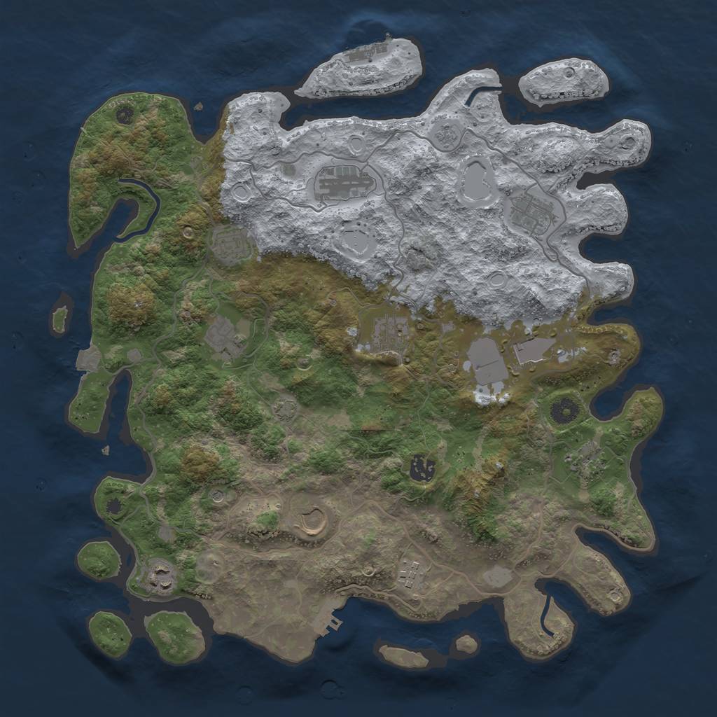 Rust Map: Procedural Map, Size: 4000, Seed: 408949833, 19 Monuments