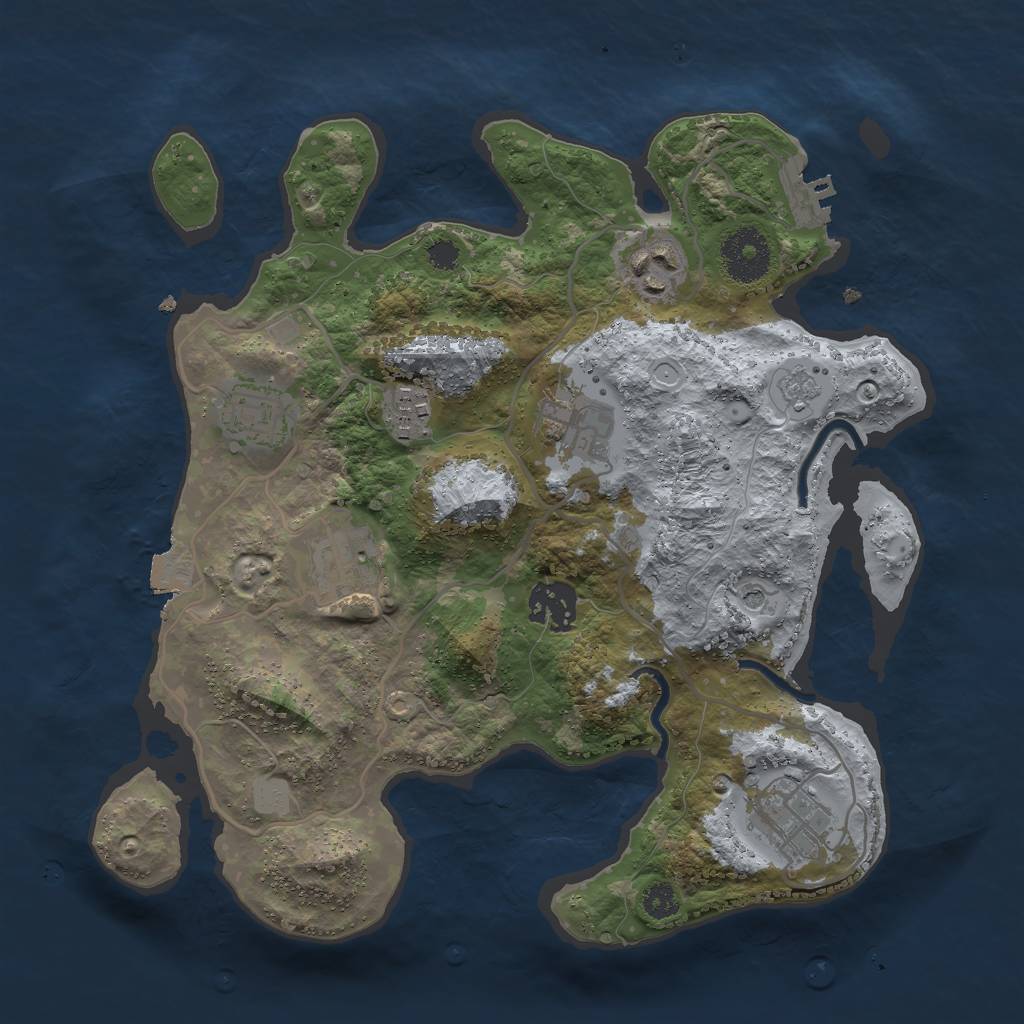 Rust Map: Procedural Map, Size: 3000, Seed: 4673850, 13 Monuments