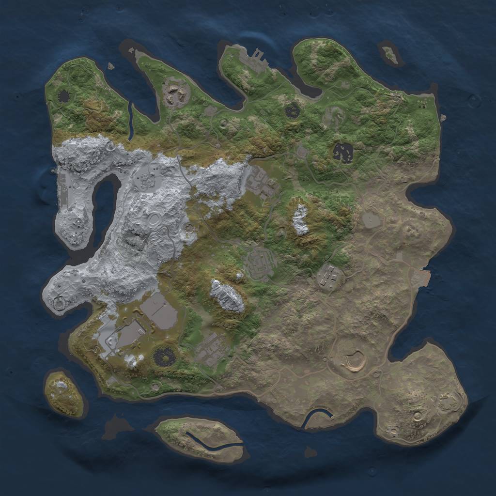 Rust Map: Procedural Map, Size: 3500, Seed: 172373588, 16 Monuments