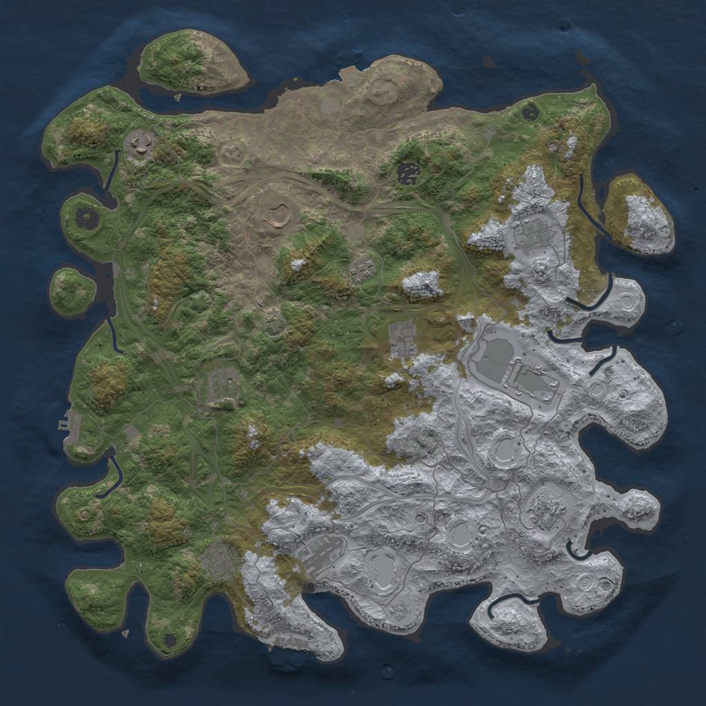 Rust Map: Procedural Map, Size: 4500, Seed: 1335484263, 19 Monuments