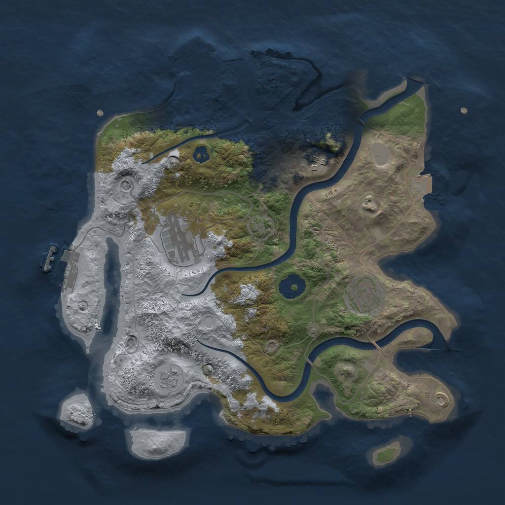 Rust Map: Procedural Map, Size: 3000, Seed: 25286, 9 Monuments