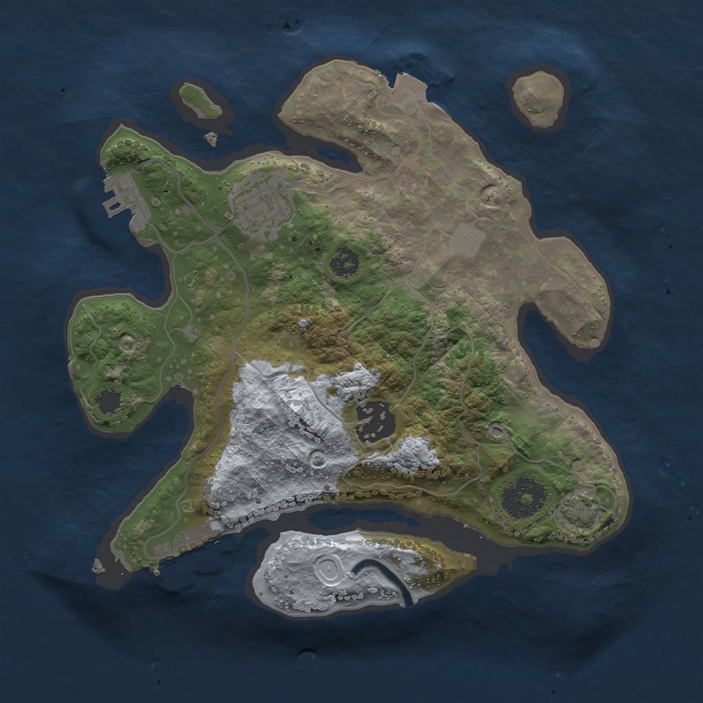 Rust Map: Procedural Map, Size: 2500, Seed: 1058512168, 8 Monuments