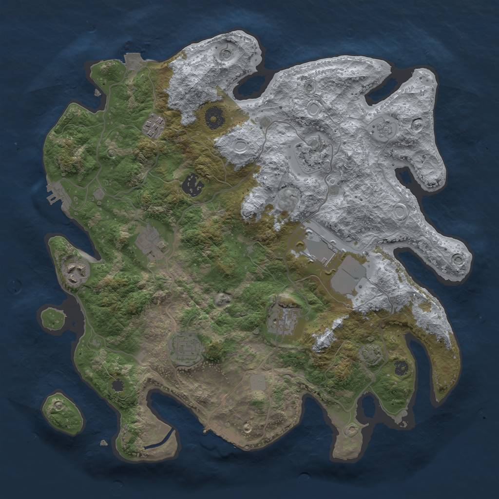 Rust Map: Procedural Map, Size: 3500, Seed: 1501005821, 16 Monuments