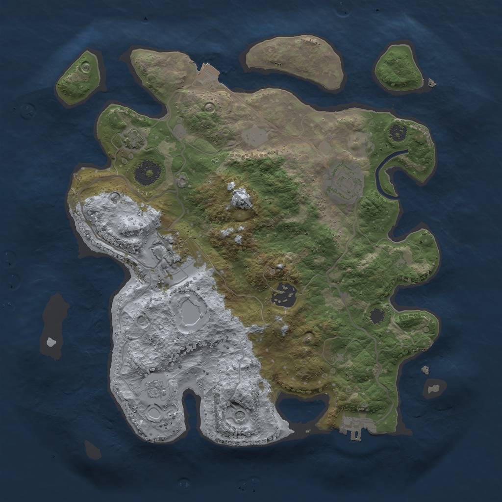Rust Map: Procedural Map, Size: 3000, Seed: 12389, 10 Monuments
