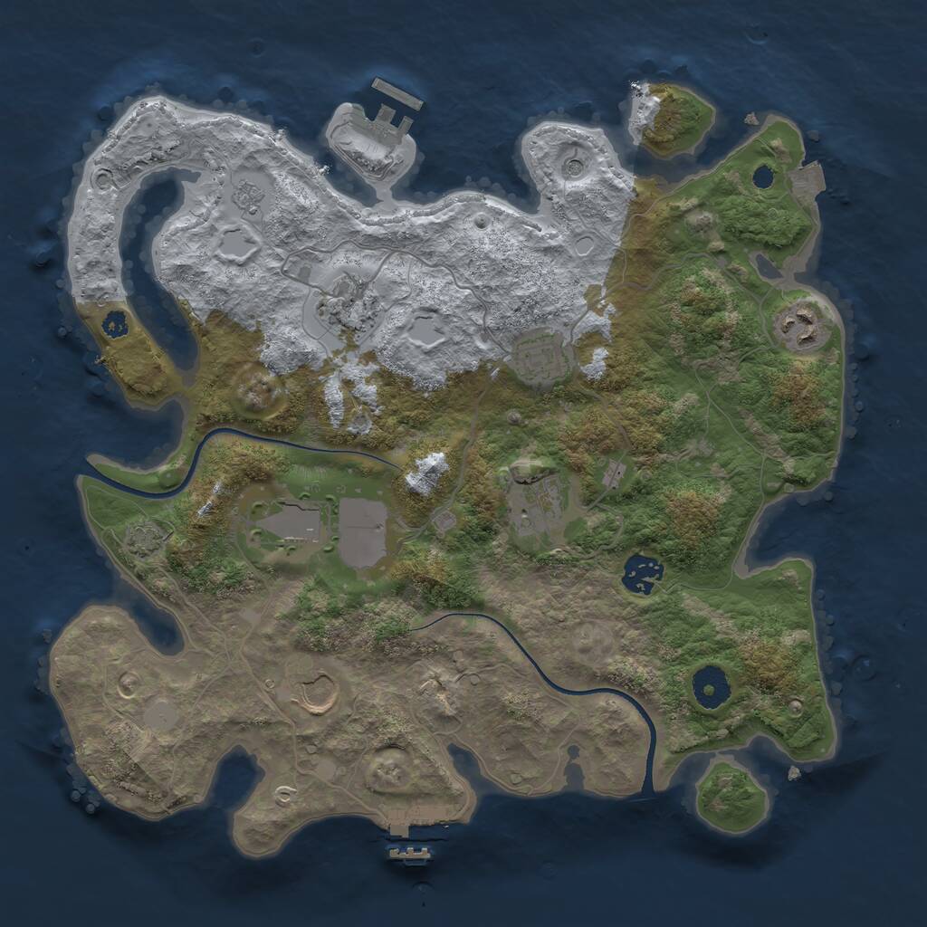 Rust Map: Procedural Map, Size: 3500, Seed: 17310, 13 Monuments