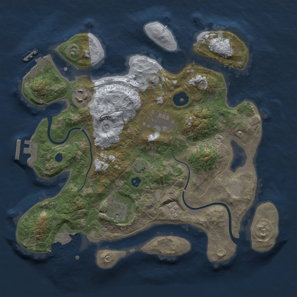 Rust Map: Procedural Map, Size: 3000, Seed: 1375364872, 9 Monuments