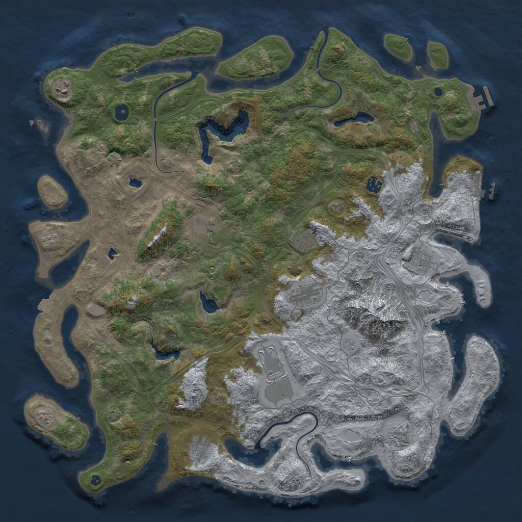 Rust Map: Procedural Map, Size: 5000, Seed: 836407841, 16 Monuments
