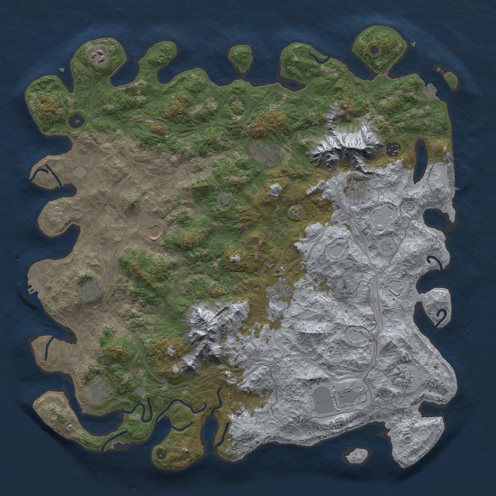 Rust Map: Procedural Map, Size: 5000, Seed: 31415926, 19 Monuments
