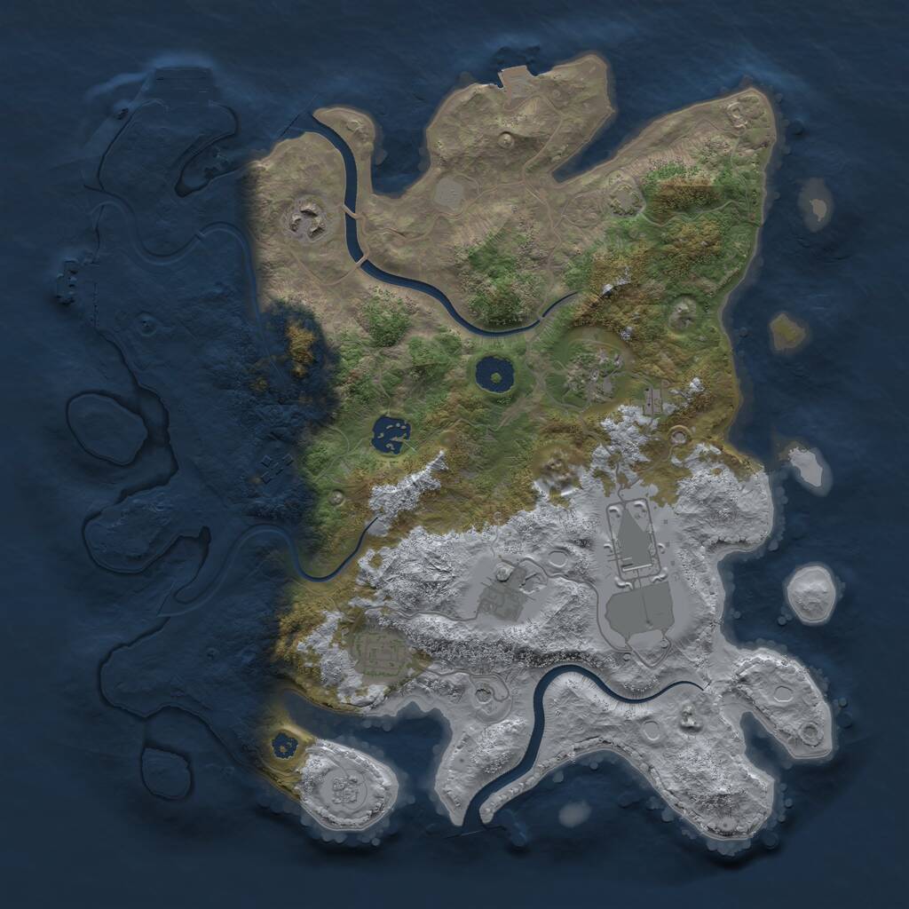 Rust Map: Procedural Map, Size: 3600, Seed: 32472, 13 Monuments