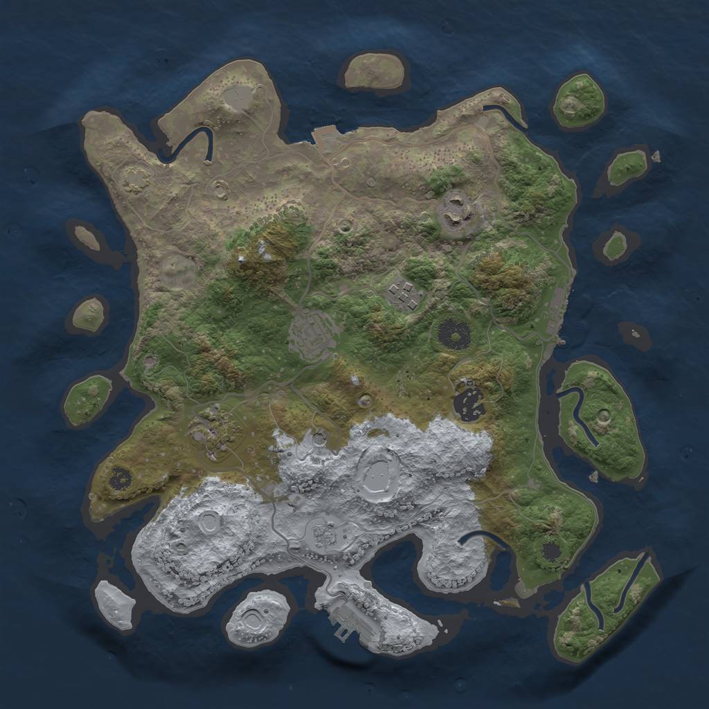 Rust Map: Procedural Map, Size: 3250, Seed: 1971354029, 13 Monuments