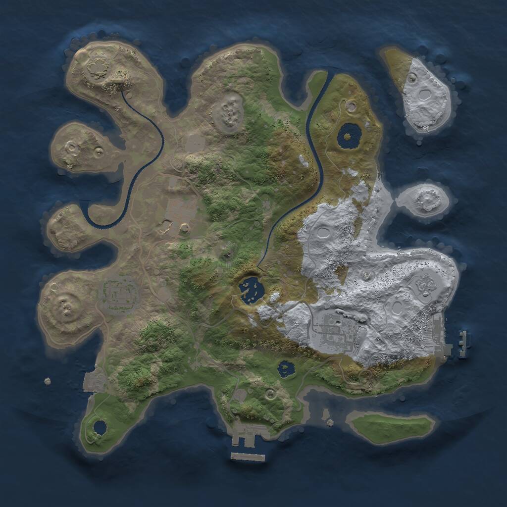 Rust Map: Procedural Map, Size: 3000, Seed: 1217174867, 9 Monuments