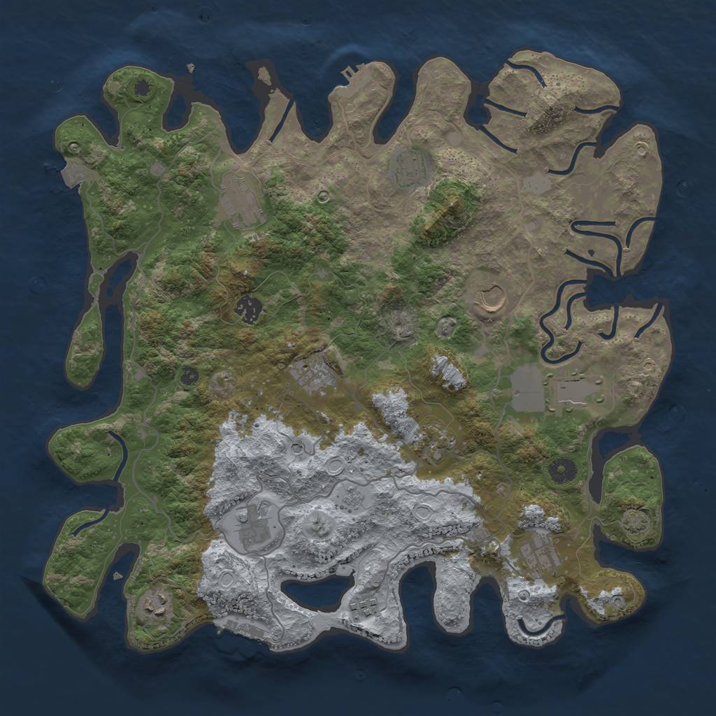 Rust Map: Procedural Map, Size: 4000, Seed: 519895981, 19 Monuments